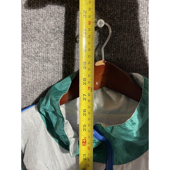 Vintage Active Jacket Mens Large Blue Green Colorblock Windbreaker 90s Zip - Picture 4 of 6